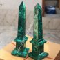18" Pair of Marble Specimen Obelisks Malachite Semi Precious Pietra Dura Arts