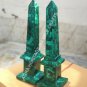 18" Pair of Marble Specimen Obelisks Malachite Semi Precious Pietra Dura Arts