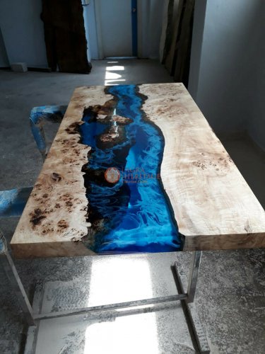 Epoxy Wooden Resin River Dining Center Table Top Handmade Collectible Furniture