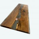 Epoxy Table, Emerald Clear Epoxy River Table, Epoxy Dining Table, Walnut Table