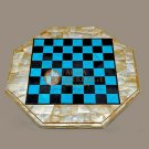 Marble Chess Set With Board Premium Blue Turquoise Stone & Mother of Pearl Decor Marble Chess Set With Board Premium Blue Turquoise Stone & Mother of Pearl Decor