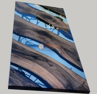 Clear Resin River Wooden Epoxy Dining Conference Table Top Handmade Furniture