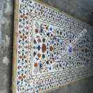 8'x4' White Marble Dining Room Top Table Floral Marquetry Inlaid Furniture E352
