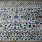 8'x4' White Marble Dining Room Top Table Floral Marquetry Inlaid Furniture E352