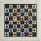 Handmade White Marble Chess Set With Chess Pieces Multi Stone Yin and Yang Arts Handmade White Marble Chess Set With Chess Pieces Multi Stone Yin and Yang Arts
