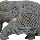 12" Handmade Soapstone Jumbo Elephant Sculpture Filigree Art Veterans Eve Gifts