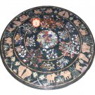 60" Marble Green Dining Outdoor Table Top Pietra Dura Inlay Design Decor E1277