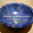 Marble Round Wash Basin Lapis Lazuli Random Art Sink Living Room Decor H2061