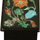 1.5"x2" Black Jewelry Lidded Box Carnelian Pietradura Floras Columbus Gift Decor