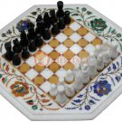 Marble White Chess Indoor Game Handmade Inlaid Multi Stone Mosaic Art Home Decor