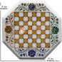 Marble White Chess Indoor Game Handmade Inlaid Multi Stone Mosaic Art Home Decor