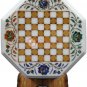 Marble White Chess Indoor Game Handmade Inlaid Multi Stone Mosaic Art Home Decor