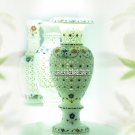 14" Exclusive White Marble Flower Vase Grill Inlay Design Wedding Gift Decor