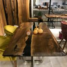 Epoxy Resin River Black Wooden Dining Conference Table Top Handmade Hallway Deco Epoxy Resin River Black Wooden Dining Conference Table Top Handmade Hallway Deco