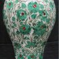 White Handicraft Marble Flower Vase Malachite Collectible Floral Art Decor E1397