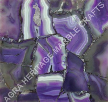 24" Purple Agate Marble Coffee Console Table Top Random Stone Hallway Decor E244