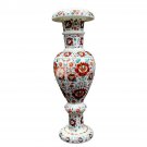 White Marble Handmade Flower Organizer Vase Multi Stone Floral Arts Living Decor