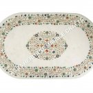3'x2' White Marble Dining Center Table Top Multi Marquetry Inlay Art Decor H5158 3'x2' White Marble Dining Center Table Top Multi Marquetry Inlay Art Decor H5158