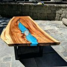 Blue Resin Epoxy Table, Olive Wood Table, Decor, River Table, Office Desk Decor Blue Resin Epoxy Table, Olive Wood Table, Decor, River Table, Office Desk Decor