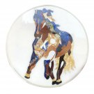 18" White Marble Small Coffee Table Top Horse Inlay Art Bedroom Side Decor E1512