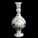 Marble White Handmade Decorative Flower Storage Vase Marquetry Inlaid Stone Arts