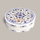 Marble White Round Jewelry Customize Box Lapis Floral Marquetry Art Gift Her