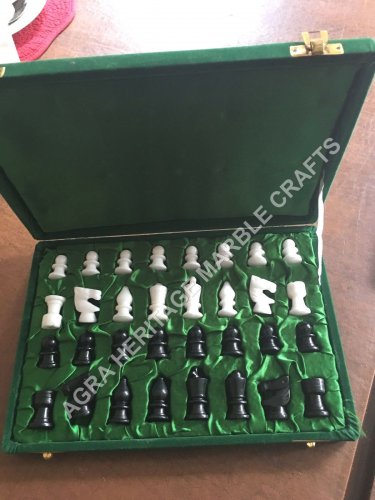 2" Marble Chess Set Pieces Handmade Art Hallway Occasional Gift Decor E778