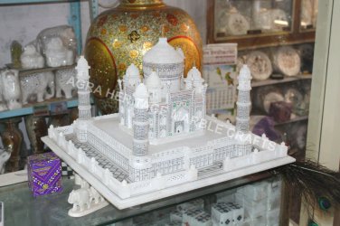 18" Accent Marble Taj Mahal Statue Handmade Art Living Room Gift Decor H5751B