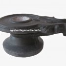 9" Black Marble Stone Yoni Base Shiva Lingam Hindu Pooja Home Decor
