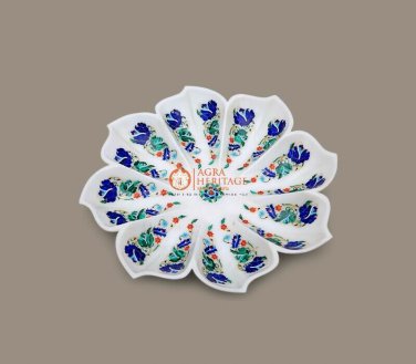 Handmade Natural Marble Flower Fruit Bowl Luxurious Marble Home Decoration Gifts