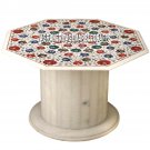 Marble Coffee Table With Stand Lapis Floral Stone Inlay Living Room Decor H3540