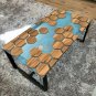 Epoxy Resin Blue Modern Hexagonal Honey Cube Design Rasturent Table Top Decor