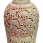 12" Natural Soapstone Marble Flower Vase Hand Carved Elephant Arts Hallway Decor