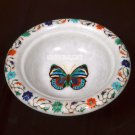 8" Marble Inlay Decorative Bowl Multi Floral Butterfly Art Christmas Gift H3678