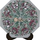 9"x9" White Handmade Wall Decor Tile Inlay Rose Quartz Floral Marquetry Art Deco 9"x9" White Handmade Wall Decor Tile Inlay Rose Quartz Floral Marquetry Art Deco