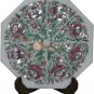 9"x9" White Handmade Wall Decor Tile Inlay Rose Quartz Floral Marquetry Art Deco