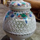 10" Marble Pot Mosaic Floral Decor Inlay Art Marquetry Hallway Decor Gift