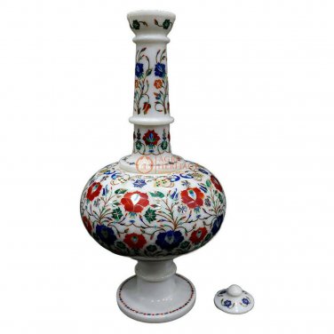 Marble Collectible Decorative Flower Storage Vase Carbelian Marqutery Home Decor