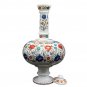Marble White Handmade Flower Lidded Vase Lapis Peacock Inlaid semi Precious Arts