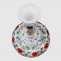 Marble White Handmade Flower Lidded Vase Lapis Peacock Inlaid semi Precious Arts