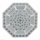 28" White Marble Marquetry Turquoise Paua Shell Inlay Filigree Coffee Table Top 28" White Marble Marquetry Turquoise Paua Shell Inlay Filigree Coffee Table Top