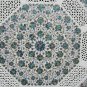 28" White Marble Marquetry Turquoise Paua Shell Inlay Filigree Coffee Table Top