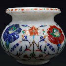 Marble Flower Storage Vase Carnelian Multi Stone Floral Design Marquetry Design Marble Flower Storage Vase Carnelian Multi Stone Floral Design Marquetry Design