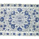 12"x18" White Marble Serving Tray Lapis Lazuli Inlay Floral Christmas Gift H1169