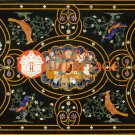 Marble Black Conference Dining Table Top Pietra Dura Inlay Marquetry Decor E1602