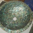 15" Exclusive Marble Round Sink Pauashell Inlay Random Stone Kitchen Decor E297 15" Exclusive Marble Round Sink Pauashell Inlay Random Stone Kitchen Decor E297