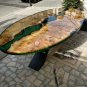 Amazing Epoxy Resin Handmade Black River Dining Table Top, Office Desk Furniture