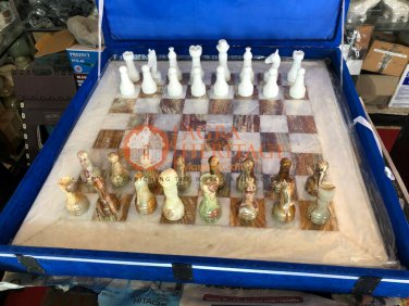 20" Marble White Chess Set With Chess Pieces Inlaid New Year Eve Gift Special