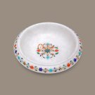 Marble White Round Fruit Storage Bowl Inlay Multi Stone Floral Art Dining Decor
