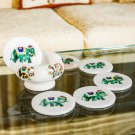 Marble White Teapot Coaster Set Malachite Inlay Stone Elephant Art Dining Decor